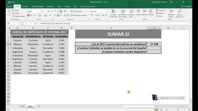EXCEL 2016 _ Tutorial 23: CÓMO UTILIZAR LA FUNCION SUMAR.SI смотреть онлайн