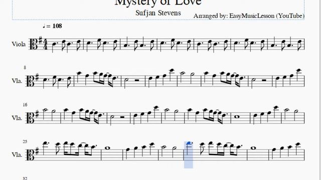 Viola Sheet Music: How to play Mystery of Love by Sufjan Stevens смотреть онлайн