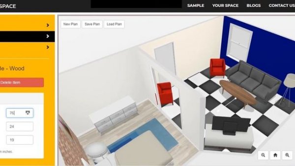 Interior Designer 3D web app built with ThreeJS
