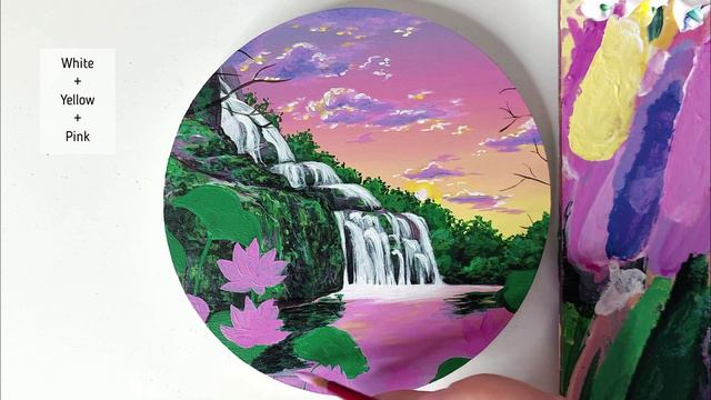 Waterfall At Sunset With Acrylics- Full Painting Process! смотреть онлайн