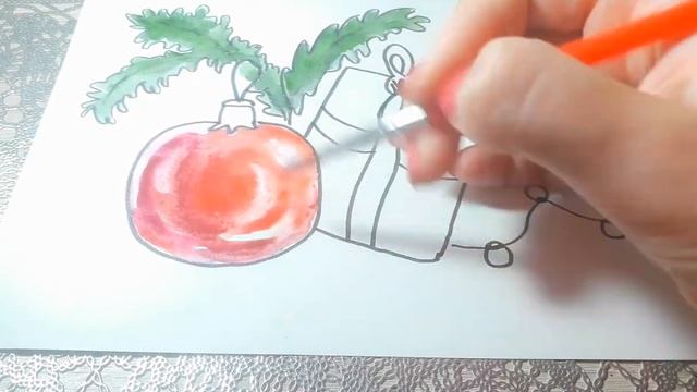 Рисунок акварелью. Простой рисунок.Новогодняя открытка. смотреть онлайн