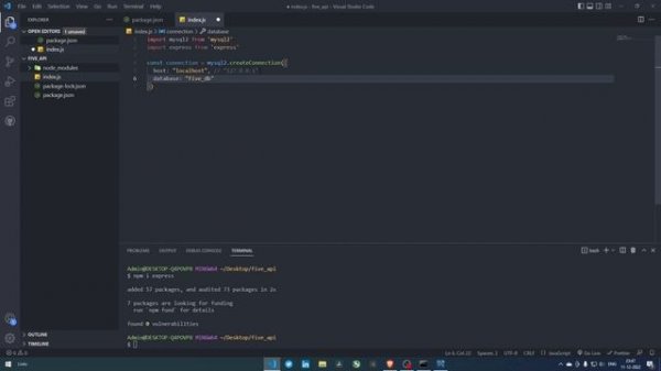 create Node JS API with MYSQL database connection