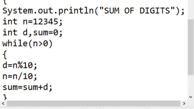 A Program to display Sum of Digits in java programming language смотреть онлайн