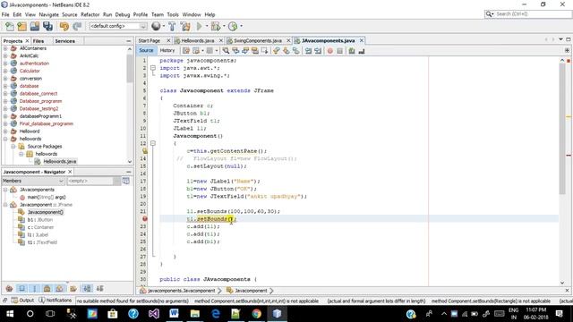 setting location of each and every component in java смотреть онлайн