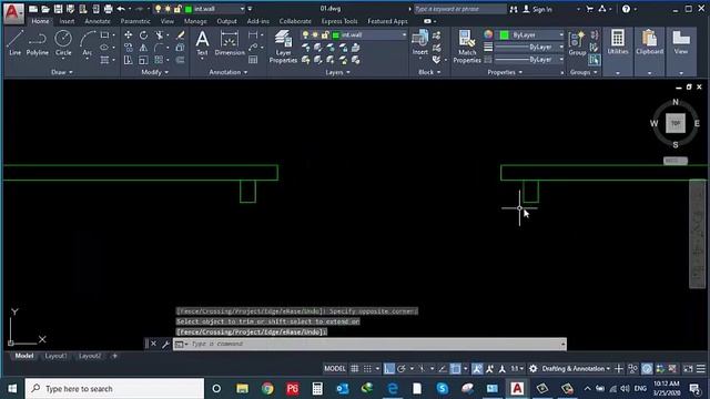 AutoCAD-12 اوتوكاد- رسم الباب والشباك والقياسات смотреть онлайн