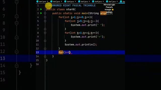 Mirrored right Pascal's triangle ? pattern program (Java). смотреть онлайн