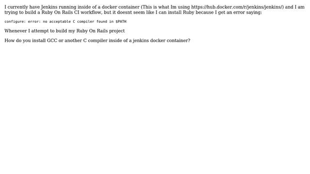 How to install GCC/c compiler inside of a Jenkins docker container? смотреть онлайн