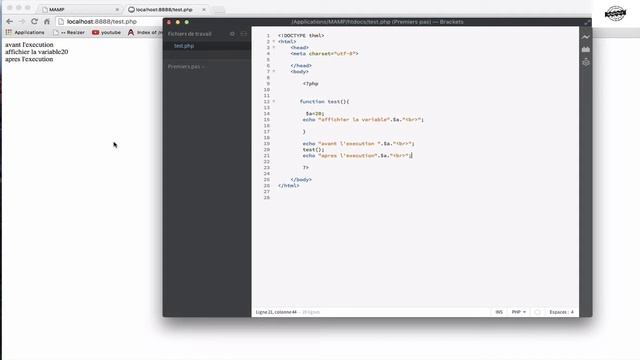 Formation PHP 5 et MySQL Cours 10 : La portée des variables смотреть онлайн