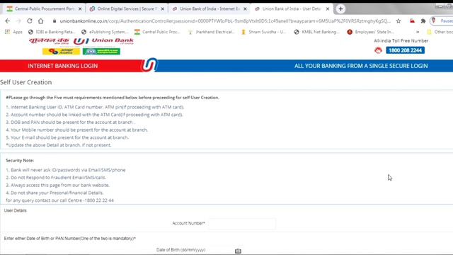 Register Net banking without ATM card of Union Bank of India смотреть онлайн