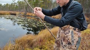 ставим поставушку с живцом на щуку. рыбалка на палку)))