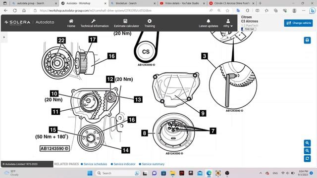 Replace Timing Belt Citroen C3 2023 Citroën C3 Aircross Shine PureTech 130 AUT