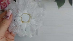 ?Объемный  школьный бант из органзы 4 см?Новый лепесток/oversized organza school bow