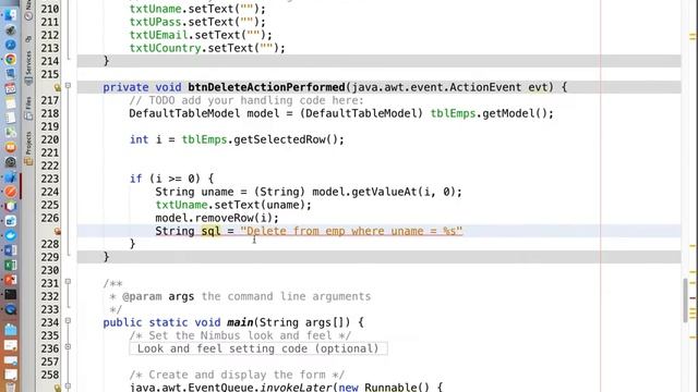 How to code New and Delete button in JFrame Java смотреть онлайн
