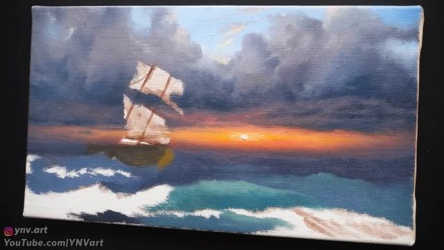 ? Аcrylic Landscape Painting - Sea Dawn / Easy Art / Drawing Lessons / Relaxing / Пейзаж море смотреть онлайн