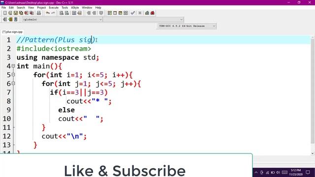 Lecture #39-Plus(+) and Cross(X) sign pattern in C++ with the help of For Loop смотреть онлайн