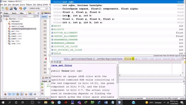 Variación de colores RGB con Sliders en Java NetBeans. смотреть онлайн