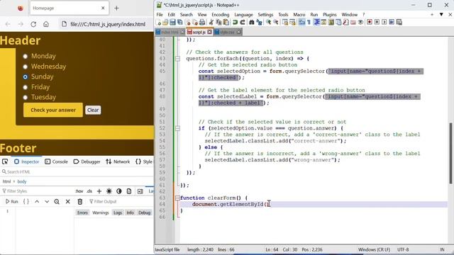 JavaScript 10: Check answers for multiple questions populated from an array and clearing the form. смотреть онлайн