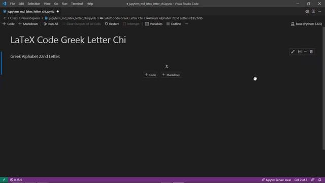 Jupyter Notebook | Markdown | LaTeX | How to Show Greek Letter Chi Using LaTeX Code смотреть онлайн