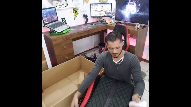 Unboxing Da Cadeira Gamer Husky Hailstorm Black Red