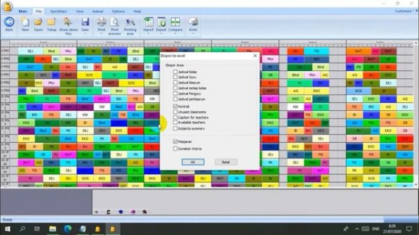 Mengekspor Asc Timetable ke Microsoft Excel