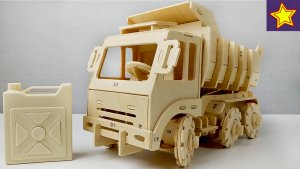 Машинки Камаз из Дерева на радиоуправлении со звуком Wood Cars Toys