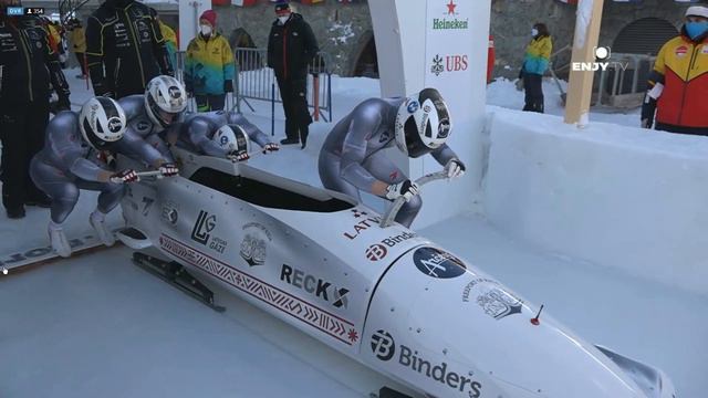 Junior World Championships ST. MORITZ. 4 man bobsleigh. Latvia 1 race смотреть онлайн