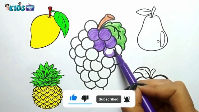 Learn FRUITS , Painting and Coloring for Kids & Toddlers #mango #apple #grape #pineapple #drawing смотреть онлайн