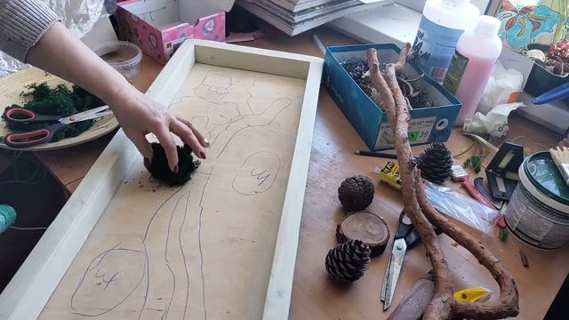 Фито-панно из мха с шишками и сосновой веткой своими руками DIY смотреть онлайн