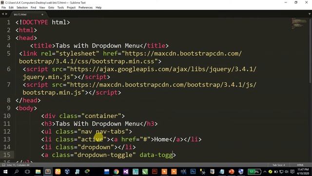 Lecture 10 Bootstrap using Sublime Editor and Chrome. смотреть онлайн