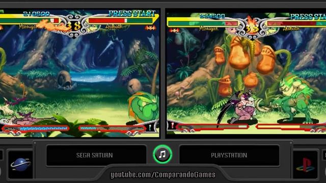 Darkstalkers 3 (Sega Saturn vs Playstation) Side by Side Comparison (Vampire Savior) смотреть онлайн