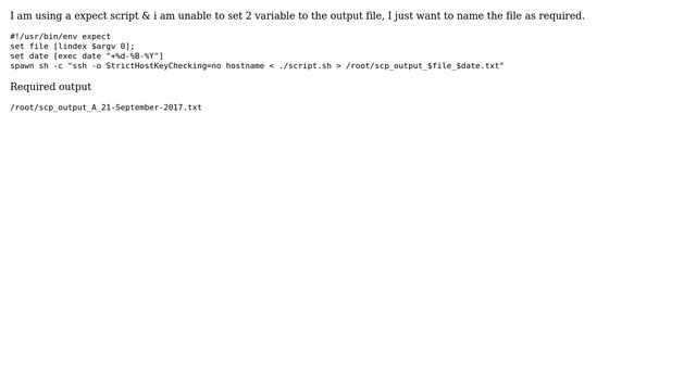 Unix & Linux: Adding 2 Variable to file in expect script смотреть онлайн