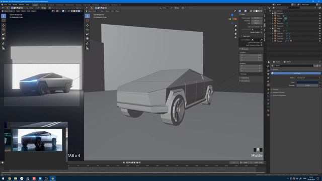 Cybertruck Tesla - Low Poly в Blender 2.8 и Quixel Mixer ｜ Рендер теслы Кибертр