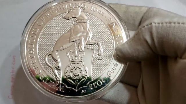 2022 10 Oz Silver £10 Great Britain Queen Beast WHITE GREYHOUND OF RICHMOND Coin. смотреть онлайн