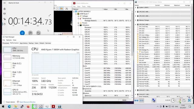 Lenovo Legion 5 RTX3060(130w) Cpu stress test смотреть онлайн