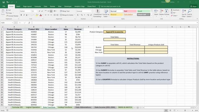 Microsoft Excel [029-homework-statistical-functions]