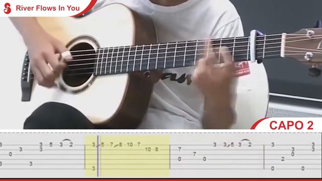 Fingerstyle Tabs | River Flows In You | Sungha Jung Tabs | Guitar Tutorial + Easy Tab смотреть онлайн