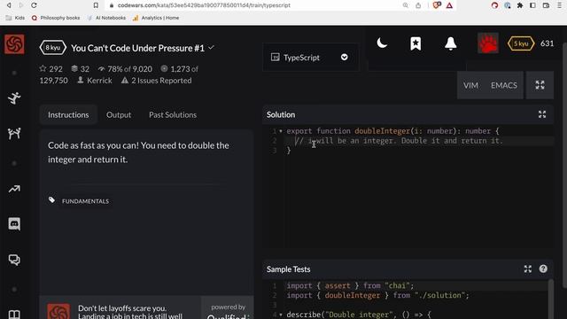 Codewars - Typescript - You Can't Code Under Pressure смотреть онлайн