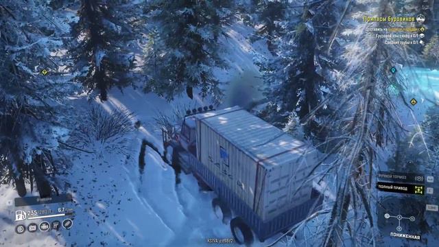 ВЕЗУ КОНТЕЙНЕР ДЛЯ БУРОВИКОВ ЧЕРЕЗ СУГРОБЫ НА БЕЗДОРОЖЬЕ ▶ игра симулятор SnowRunner смотреть онлайн