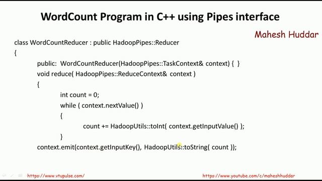 Word Count Program in C++ using Pipes interface Hadoop MapReduce Model by Mahesh Huddar смотреть онлайн