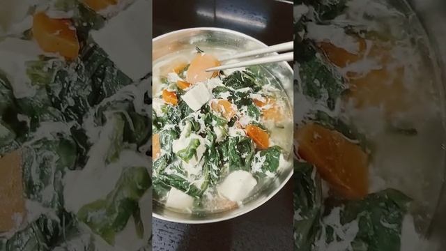 Healthy Noodle Soup (cottage Cheese, Spinach, Carrots And Chicken Broth)