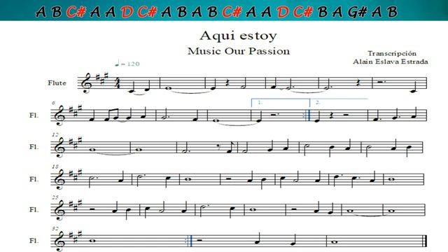 Aquí estoy (NOTAS/CIFRADO Y PARTITURA PARA FLAUTA) “FÁCIL” смотреть онлайн