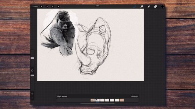 Filling a Digital Sketchbook Spread in Procreate | Drawing realistic animals смотреть онлайн