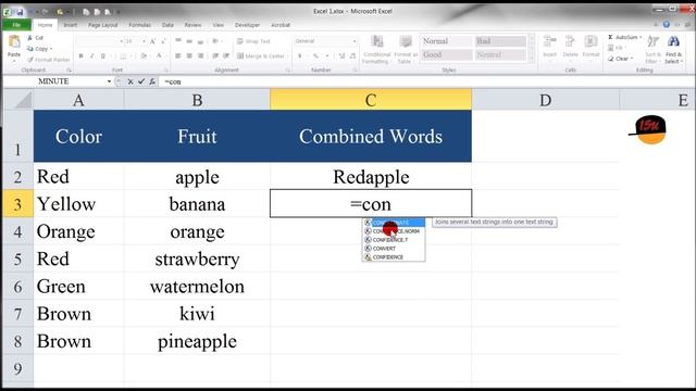 Excel: Combine Text from Multiple Cells into One Cell (Concatenate) смотреть онлайн