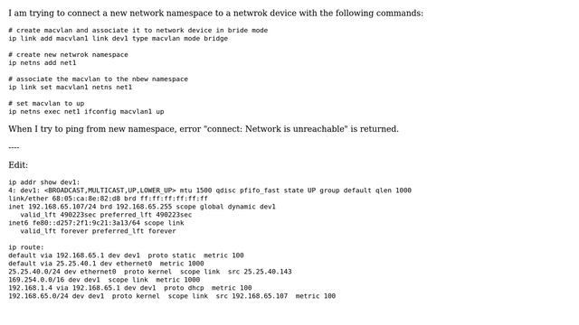 Unix & Linux: How to bind a network namespace to a interface device through a macvlan? смотреть онлайн