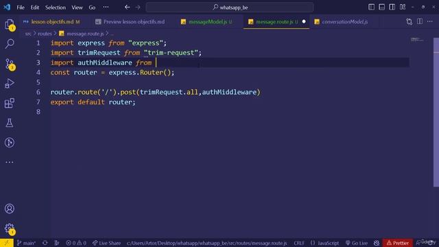 36 Create message model and routes смотреть онлайн