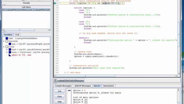 LoopingWhileSwitchMenu смотреть онлайн