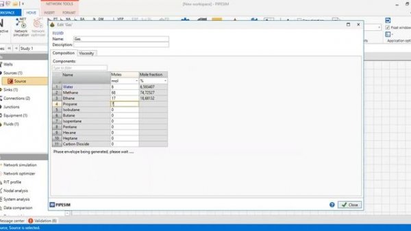 Pipesim Network 2: Natural Gas Pipeline, Part-1 (Compositional Fluid Model)