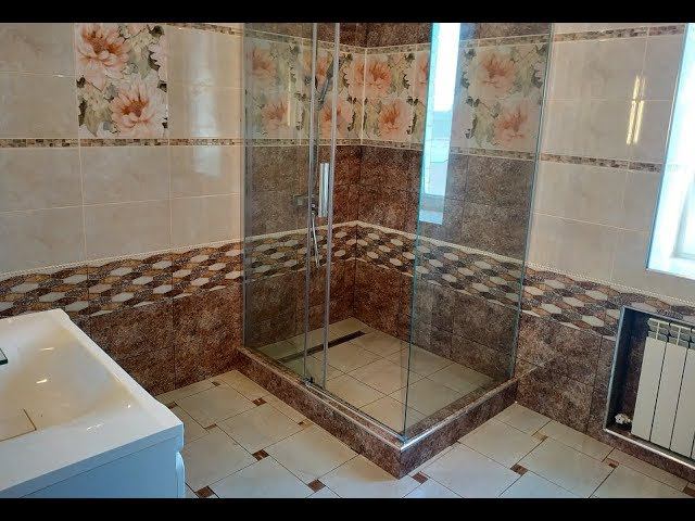 Укладка плитки с бортами в самодельной Душевой кабине, поддоне ! смотреть онлайн