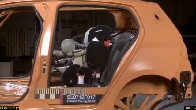 Краш тест детского автокресла RECARO Young Sport лобовой удар смотреть онлайн