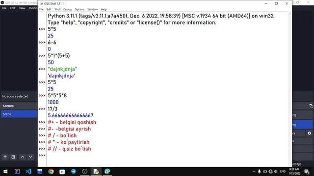 PYTHONDA AMALLAR-OPERATORLAR смотреть онлайн